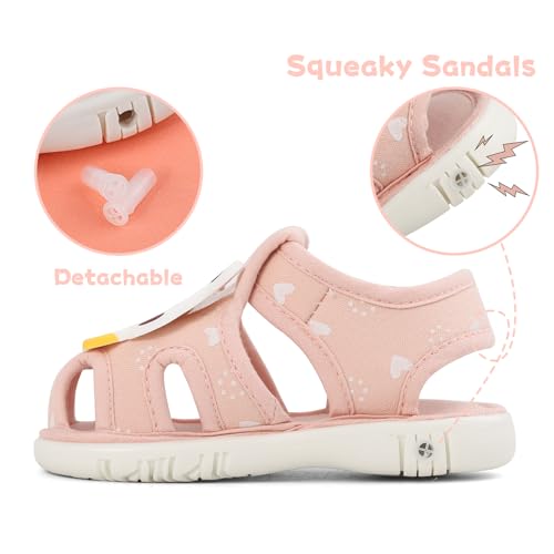 ESTAMICO Baby Girls Boys Sandals Cute Animal Summer Shoes Breathable Non Slip First Walker, 9-12 Months Infant, Pink4