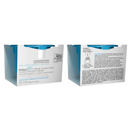 La Roche-Posay, Hyalu B5, Crème Suractivée SPF30, Crème Visage Raffermissante, Lissante, Repulpante, Anti-UV, Enrichie en Acide Hyaluronique et Vitamine B5, Tous Types de Peaux, Rechargeable, 50 ml