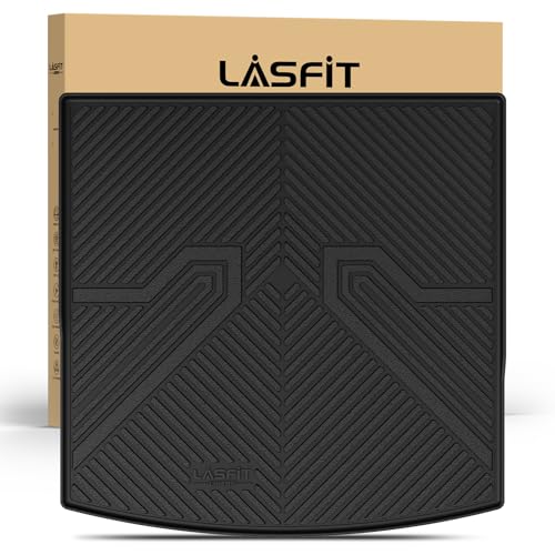 Image of LASFIT Trunk Mat for Volkswagen Atlas Cross Sport 2020-2026, Custom Fit All-Weather Protection TPE Rubber Cargo Mat for VW Accessories, Super Duty, Waterproof, Easy to Clean, Black