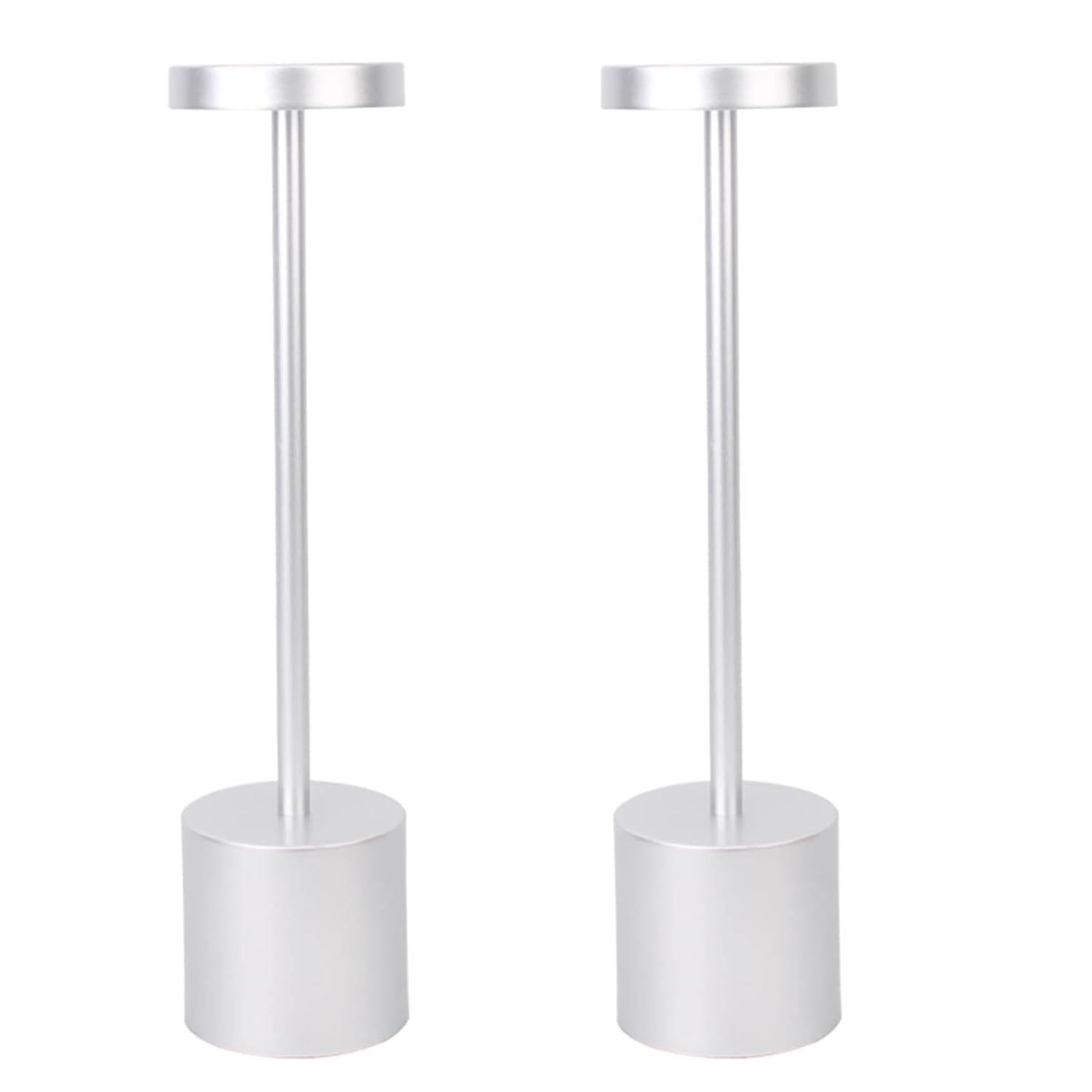 Lampada da Tavolo LED Ricaricabile, Scrivania in Metallo Vintage, Decorativa da Comodino 3 Modalità Senza Fili Dimmerabile (2PCS Argento)