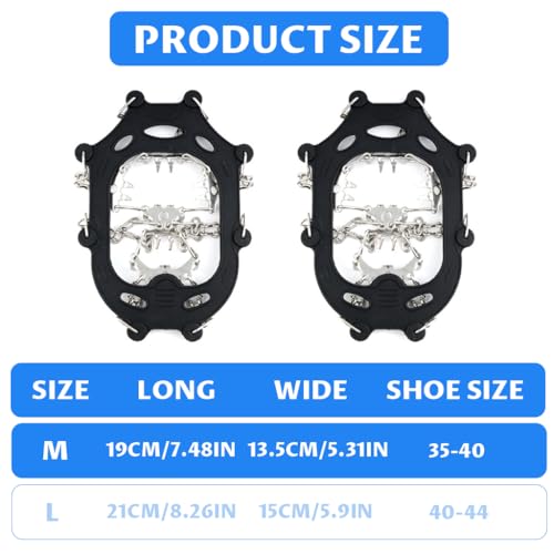 Image of PROBEROS Crampons with 24 Cleats for Hiking Boots Snow Shoes, M(35-40)