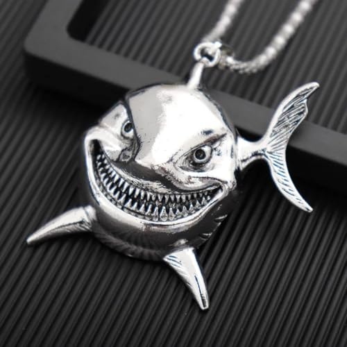 Collier breloque requin féroce en métal punk ultra résistant - 5