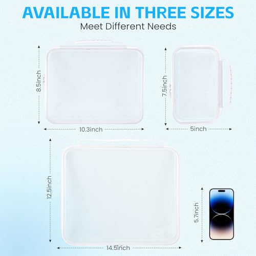 3 Pcs Clear Hard Shell Zipper Case With Handle, XL+L+S Zipper Pouch for Toiletries, Cosmetics, Pencils, Toys, and Diapers – Waterproof Storage Bags2