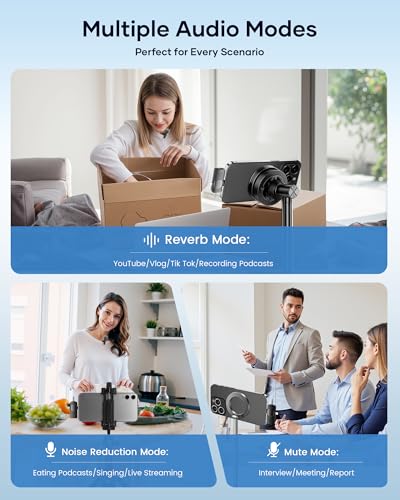 Image of Wireless Microphone for iPhone iPad Android Phone and Camera, 2 Pack Wireless Lavalier Lapel Mic with Noise Reduction, 3 in 1 Mini Microphone for Video Recording Interview Podcast YouTube TikTok Vlog