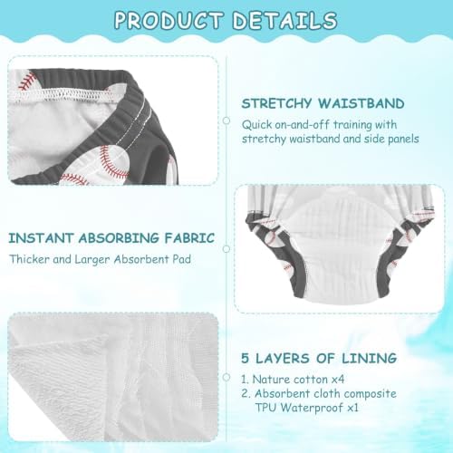SLHKPNS Baseball Grey 3 Packs Training Pants for Toddlers 5T - 5
