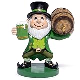 Hodao St. Patrick's Day Gnome Figurine - Festive Irish Holiday Decoration, Resin Sculpture with Pot of Gold, 5.2 Inches Tall (Beer keg)