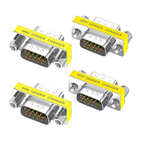 WQAPVHBG VGA Adapter, VGA SVGA Connector HD15 Pin Male to Male Mini Gender Changer Coupler SET of 4 Cover