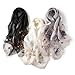 Jeelow Silk Wool Blend Embroidered Floral Scarf Shawl Wrap for Women with Pearls Lightweight Long Wedding Pashmina Gift Fashion (Fleur Black)