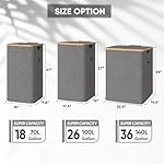 BALEINE Laundry Hamper with Lid, Tall Laundry Baskets with Bamboo Pull Handles, Large Laundry Bin with Internal Support (26 Gal/100L, Beige) - Image 2