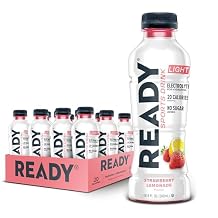 Ready Sports Drink Light The Ultimate Low-Calorie Hydration Drink with 4 Different Electrolytes No Added Sugars Naturally Sweetened & Flavored Strawberry Lemonade,16.9 oz 12-Pack