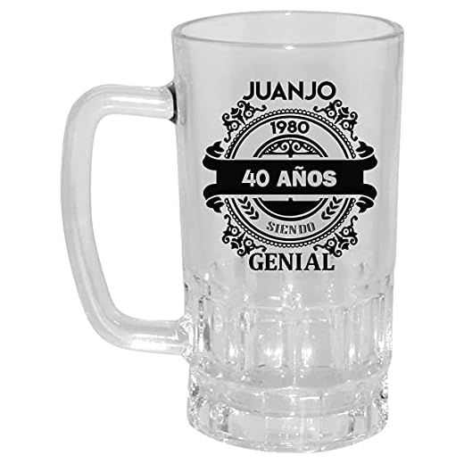 Kembilove Jarra de Cerveza Personalizada y grabada con el nombre – Regalos Originales para Cumpleaños – Con Frase 40 Años siendo Genial