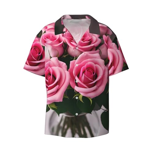 Chemise de coupe classique homme avec imprimé roses roses et poche poitrine