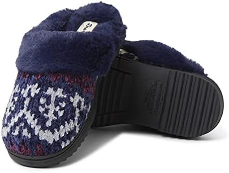 Dearfoams Women's Allison Chenille Fairisle Scuff Slipper, Peacoat, Medium | Image 1