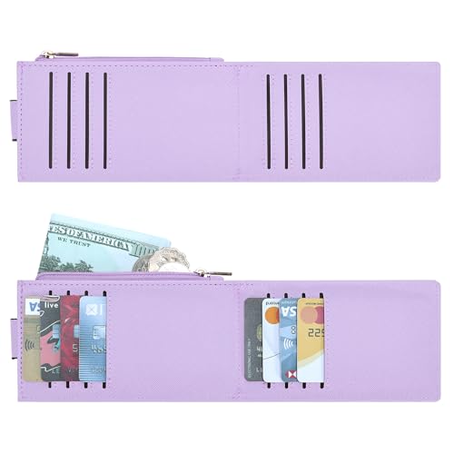 Image of Chelmon Women's RFID Slim Card Holder Wallet | Thin Bifold Multi Card Case with Zipper Coin Pocket Purse for Women(Light Purple)