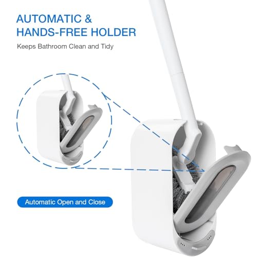 Image of Wall Mounted Toilet Brush Set with Holder, Ergonomic Design, Compact Size, White