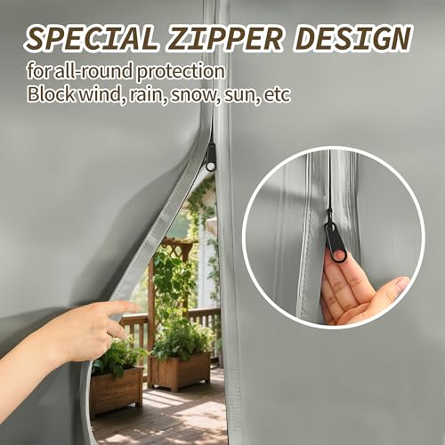 ROFASVCO Outdoor Curtains for Patio Waterproof, Zipper Design 2 Panels Privacy Weatherproof Blackout Curtain Top & Bottom Grommet Outside Drapes for Porch Gazebo Pergola (54 x 108 inch, Grey) by ROFASVCO - Used condition - Image 3