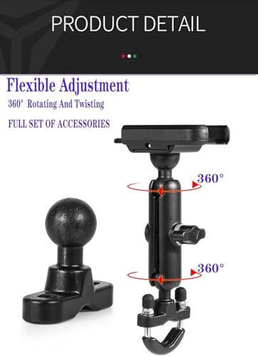 Image of ZBK Motorcycle Phone Holder 360Rotation U-Bolt Base Aluminum Alloy Material /Material Sturdy Motorcycle Bike Handlebar Phone Mount