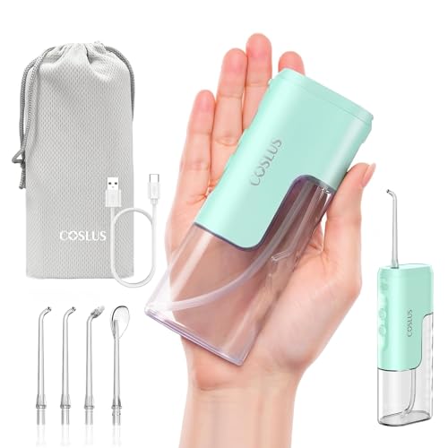 COSLUS T40 Mini Water Flosser for Travel, Portable Compact Design, Green