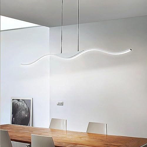 Lustre linéaire ondulé LED blanc dimmable avec diffuseur acrylique premium - 7