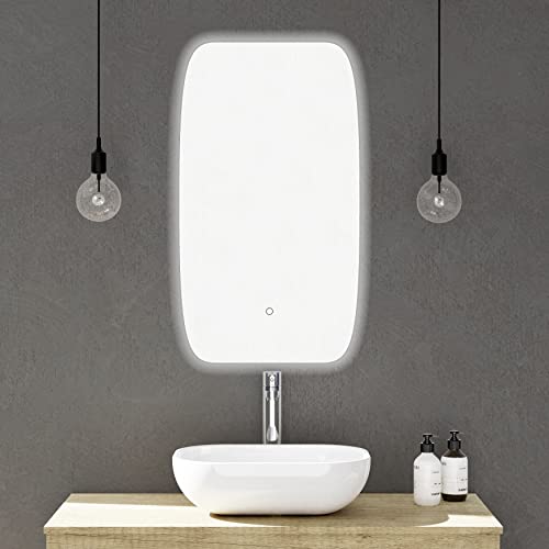 Baikal Espejo para Hogar, Varias Formas y Medidas Disponibles. Espejo con iluminación LED. Estilos Que se adaptan al baño o Cualquier Estancia del hogar. 45 x 80 cm Ovalado Retroiluminado