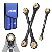 WORKPRO 4-in-1 Reversible Ratcheting Wrench Set, Anti Slip SAE