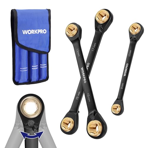Image of WORKPRO 3 PCS 4-in-1 Reversible Ratcheting Wrench Set, Metric, Anti-Slip