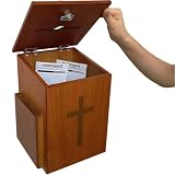 Caja de donación – Caja de ofrendas de iglesia de madera, con cerradura simple, montaje en pared o mesa para contribuciones seguras