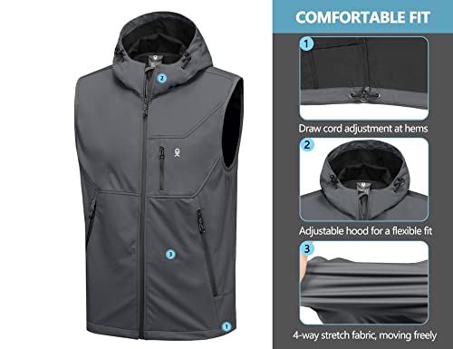 Little Donkey Andy DK1291GE03 Men'S Lightweight Softshell Vest Hooded Windproof Sleeveless Jacket thumb #4