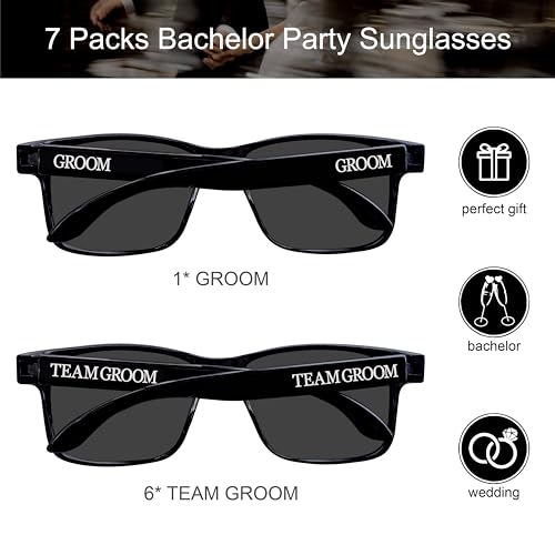 PartyGifts&beyond 7 Pcs Groomsmen Sunglasses, Groomsmen Gifts, Bachelor Party Favors For Team Groom,Groom Squad,Best Man2