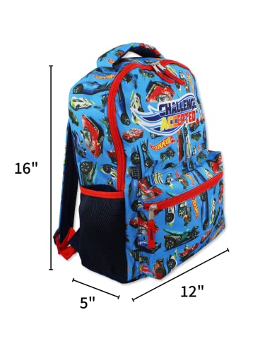Hot Wheels Race Car Boys 16 Inch School Backpack (One Size, Blue)2