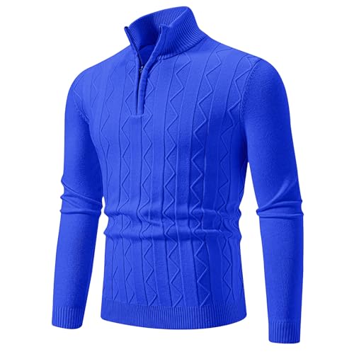 Men's Sweaters Quarter Zip Pullover Tops Fall Winter Warm Knitted Jumper Casual Turtleneck Slim Fit Sweater