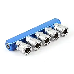ELECTROPRIME 1/4NPT Female Thread Inlet Port 6 Way Pass Air Hose Pipe Quick Coupler