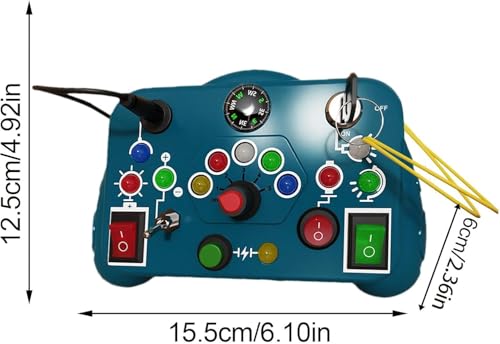 Image of SHINETOY Busy Board, Montessori Toys, LED Busy Board for Toddlers, Light up Sensory Toys with 8 Switches and 12 LED Lights, Gifts Toy for Babies Boys and Girls, Yellow (Blue)