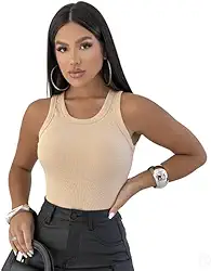 Regata Feminina Canelada Ribana Grossa Algodão Premium Alça Larga Moda Donna Martins