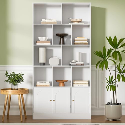 Housoul 71" Tall Bookshelf with 10 Cubes and 3 Doors,