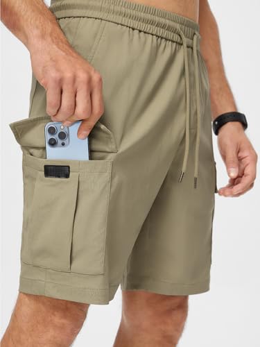 Image of JMIERR Men's Casual Stretch Cargo Shorts | Drawstring Elastic Waist, Multi Pockets, Summer Work Short, Classic