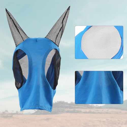 Máscara de mosca de cavalo para cavalos com orelhas, tecido elástico respirável para cavalos adultos