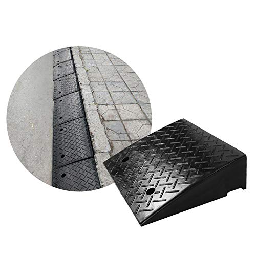 Rampas de borde de goma, rampa para bordillo de vehículo automóvil - Puente umbral de goma resistente, para muelle de carga, garaje, acera, camión, scooter, bicicleta y motocicleta, larga de 20 pulgadas miniatura 1