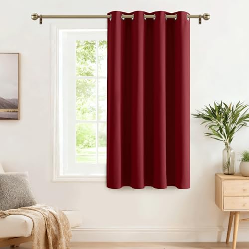 PONY DANCE Rideau Cuisine Occultant Court de Petite Fenêtre Décoration Maison Chambre Lumiere Bloquer Prêt à Poser Tenture Opaque, Largeur 132 x Hauteur 90...