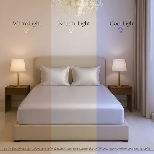 Image of Luxe Ere Elastic Fitted Satin Bedsheet King Size (78x72) with 2 Pillow Covers, Ultra-Smooth 300TC Silky Fabric, Perfect for Home Decor, Gifting & Romantic Escapes- Moonstone Grey