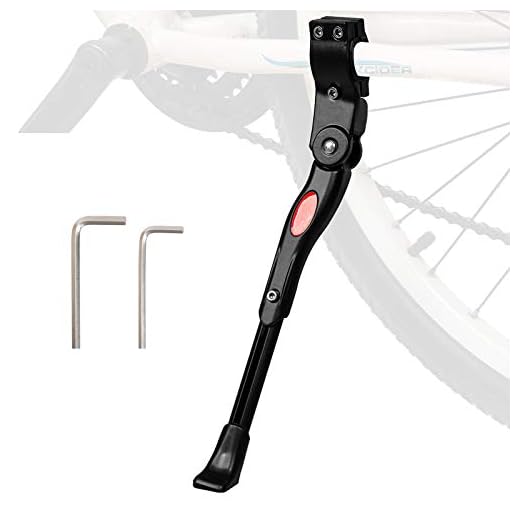 Yulben Adjustable Bicycle Kickstand, Aluminum Alloy Bicycle Side Kickstand with 2 Hexagon Wrenches, Fits for 24" 25" 26" 27" Mountain Bike/700c Road Bike/BMX/MTB (1)
