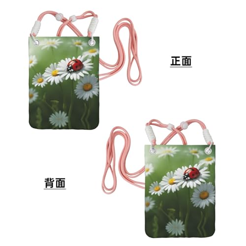 Ladybug On Daisy Flower Printing Crossbody Phone Case For Adult Wallet Crossbody Shoulder Bag With Detachable Shoulder Strap3