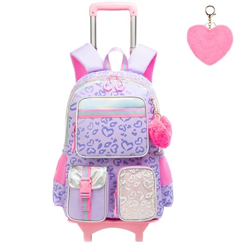 HTgroce Mochila Con Ruedas Niña, Mochila Ruedas Niña, Carrito Mochila Escolar 7 años