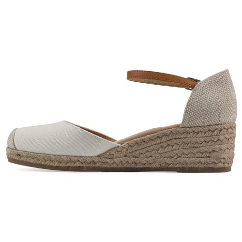 WHITE MOUNTAIN Women's Maintain Mini-Heel Espadrille Sandal, Natural/Fabric, 8 M by WHITE MOUNTAIN - Used condition - Image 4