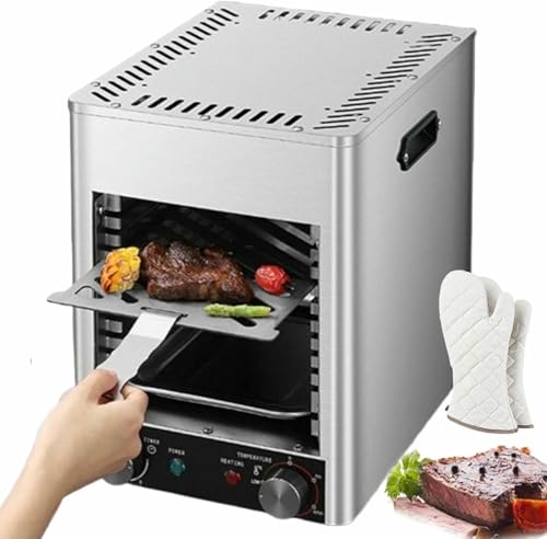FKINGLRK Asador eléctrico para Carne de 1700 W con Parrilla de 10 Capas, Perilla de Ajuste Continuo y Temperatura máxima de 800 °C, para Uso Comercial y doméstico, Color Gris.