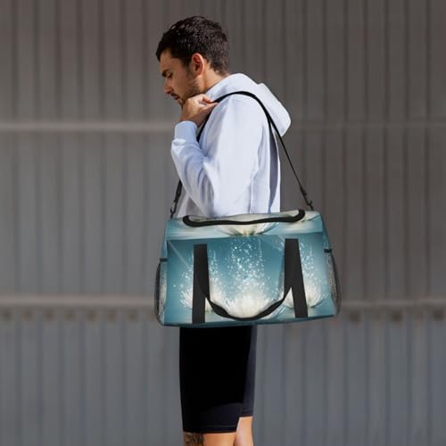 Sac de voyage imprimé fleurs de lotus blanches, accessoire raffiné - 7