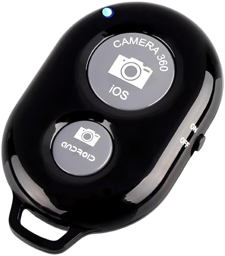 Image of skysia Bluetooth Remote for Mobile Wireless Camera Shutter Button | Photo Clicker Remote for Selfie Stick, Tripod & Vlogging | Compatible with iPhone, Android Smartphones & Tablets, Black (Pack of 1)