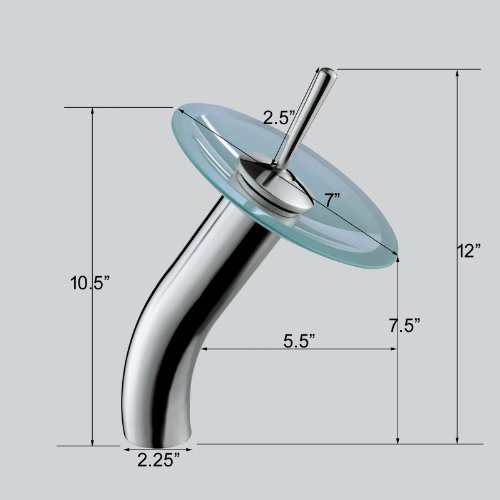 Elite Crystal Glass Square Artistic Silver Tempered Glass Bathroom Vessel Sink & Chrome Waterfall Faucet Combo #TOP6