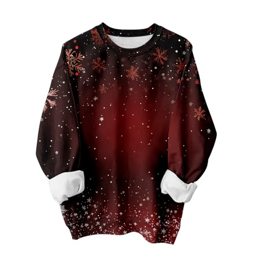 MJGkhiy Sudadera de mujer de Navidad, roja, ropa de invierno, con cuello redondo, suéter de Papá Noel feo, camisetas divertidas, Vino, S