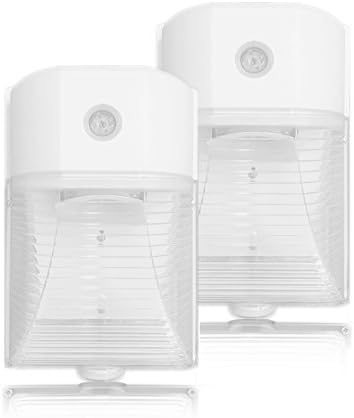 TimeLED 26W LED Wall Pack Light, Dusk to Dawn Photocell Outdoor Wall Mount Light, 3000lm 5000K Daylight, Exterior Security Lighting Fixtures for Garage Garden Yard (2-Pack White)